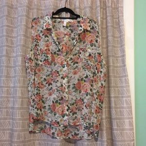 Sheer floral print tank